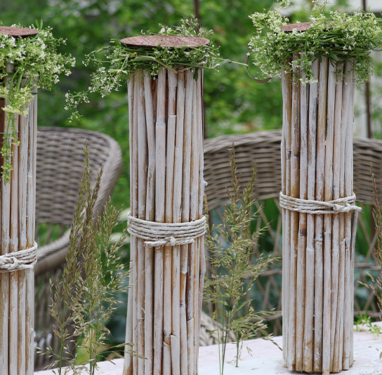 Spieße für Stumpenkerzen hellbraun rustic – Bild 4